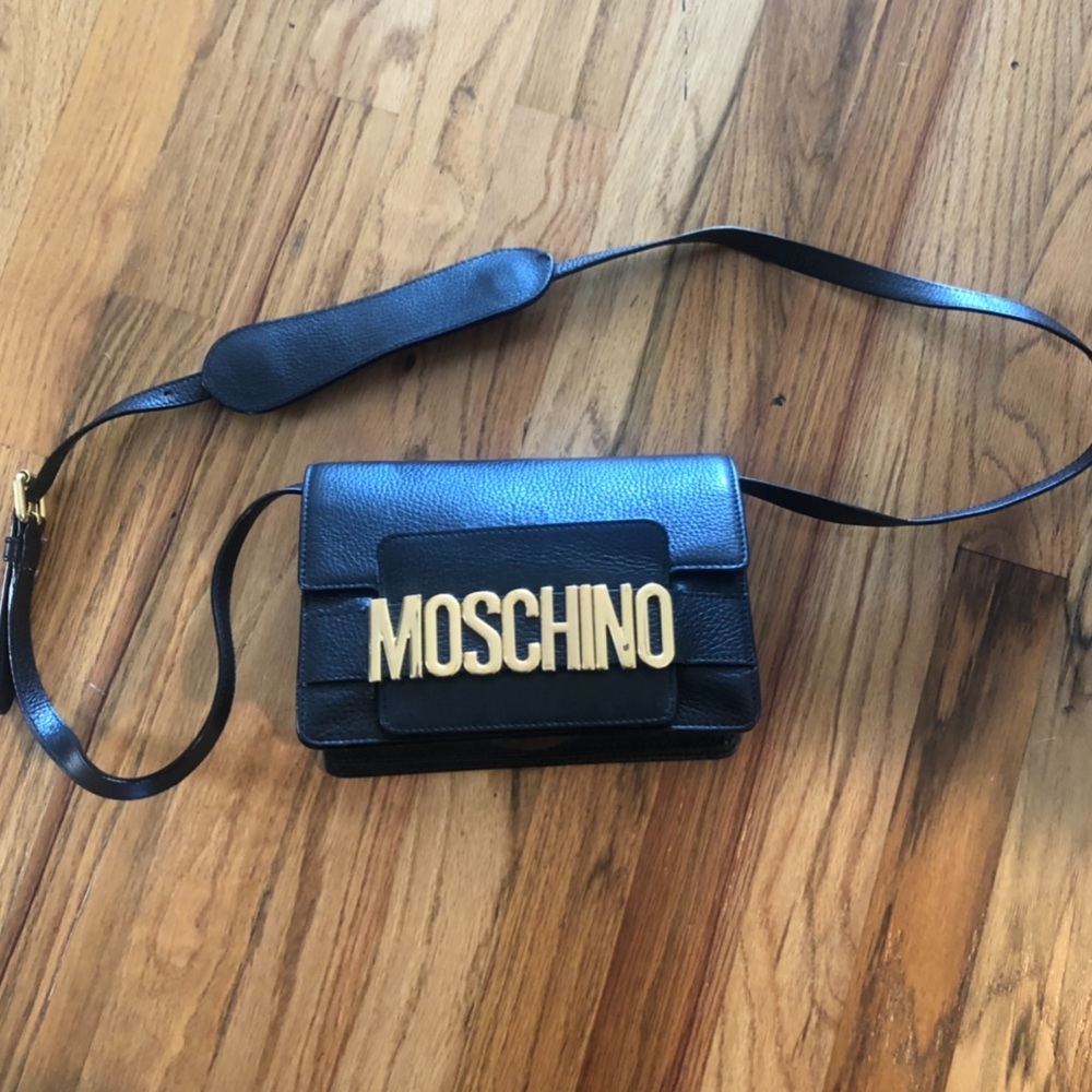 Moschino Pebbled Leather Crossbody Bag